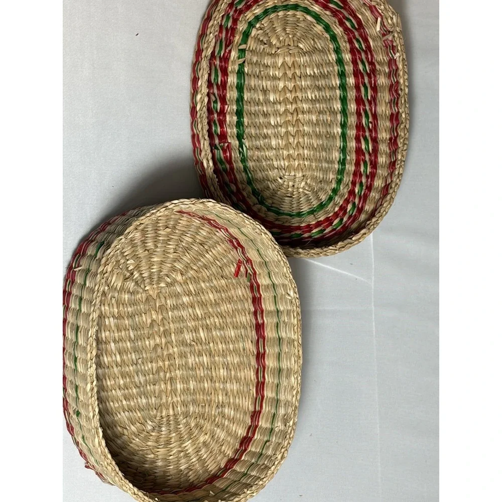 VTG 70s Nesting Baskets w Lids & Handles Set of 5, People's Republic of China